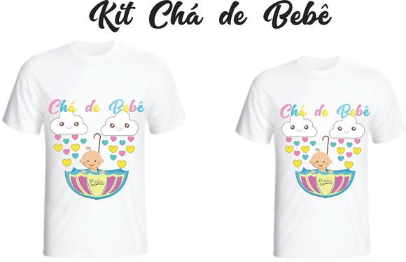 Camiseta Chá de Bebê Chuva de Bençãos - Amor - kit com 02