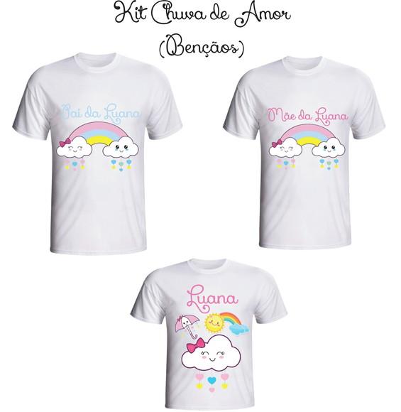 Camiseta Chuva de Amor - Bênçãos Kit /03 - Personalizada