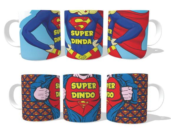 Caneca Super Dindo e Super Dinda - Madrinha e Padrinho