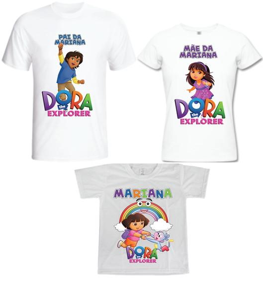 Camiseta Dora Aventureira Kit com 03 - Personalizada