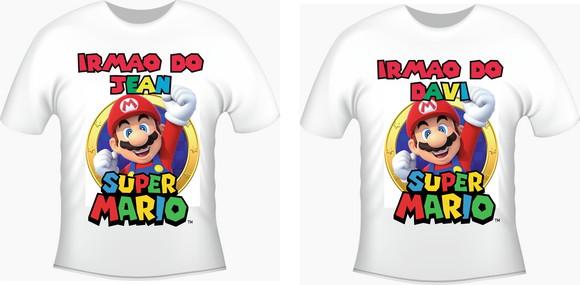 Camiseta Irmão Super Mario Kit com 2