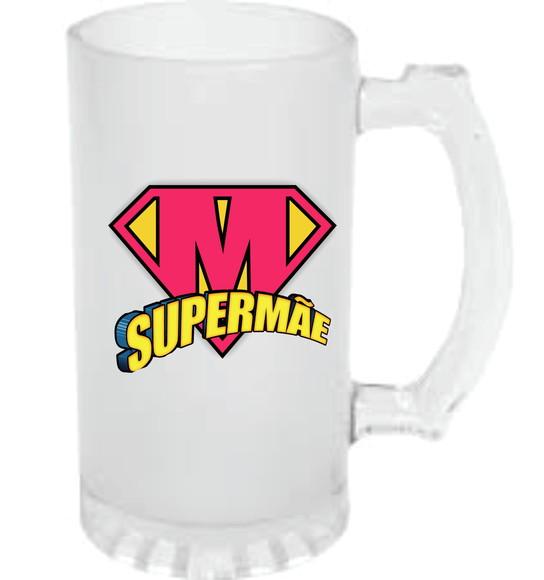 Caneca Chopp Zero Grau Super Mãe 475 Ml