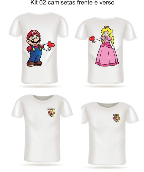 Camiseta Mario e Princess Peach - Kit C/02 - Supermario
