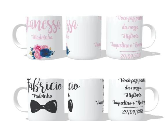 Caneca Casamento Kit C/02 Padrinho E Madrinha - Nomes