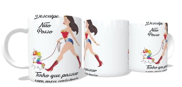 Caneca Unicórnio e Mulher Maravilha