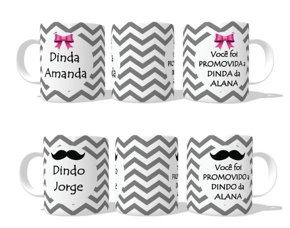 Caneca Promovido A Dinda E Dindo - Kit Com 02 Canecas