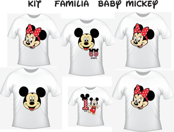 Camiseta Camiseta Kit Baby Mickey Kit C/06 - Personalizadas