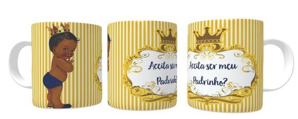 Caneca Baby Afro Menino - Convite Madrinha ou Padrinho