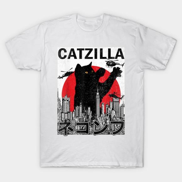 Camiseta Catzilla Japanese Vintage Sunset Style Cat Kitten