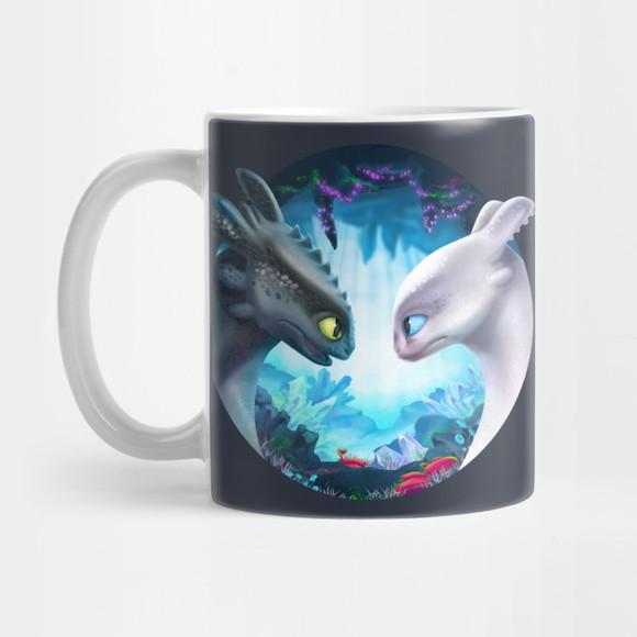 Caneca Toothless and Light Fury How to Train Your Dragon