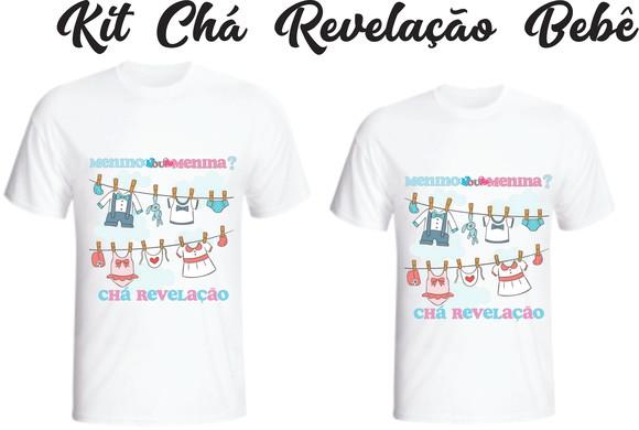 Camiseta Chá de Bebê - Chá Revelação - Kit com 02 camisetas