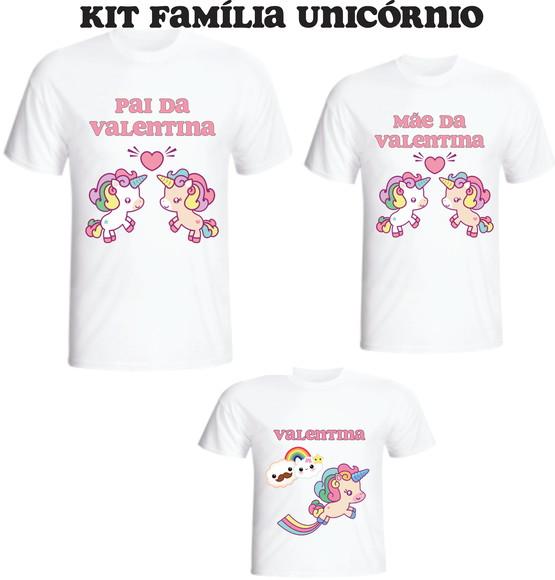 Camiseta Unicórnio Kit Família /03 Camisetas - Personalizada