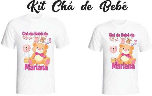 Camiseta Chá de Bebê Ursinha kit c/02 - Personalizada