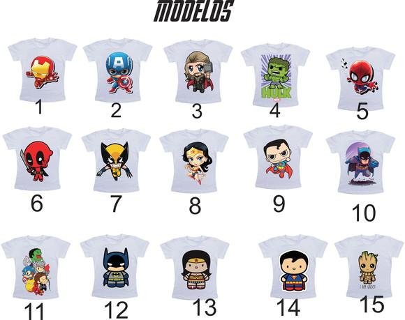 Camiseta Marvel Vingadores e Dc Heróis - infantil