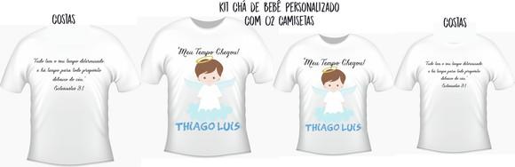 Camiseta Chá de Bebê - Anjinho Menino - Kit C/02 Camisetas