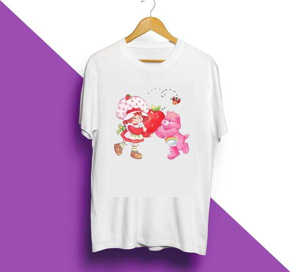 Camiseta Moranguinho e Ursinha Animadinha