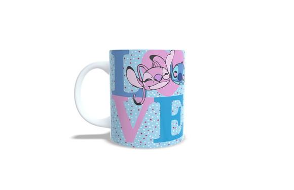 Caneca Angel e Stitch Love