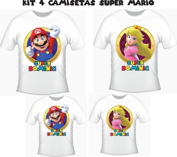 Camiseta Mario e Princess Peach - Kit C/04 - Personalizadas