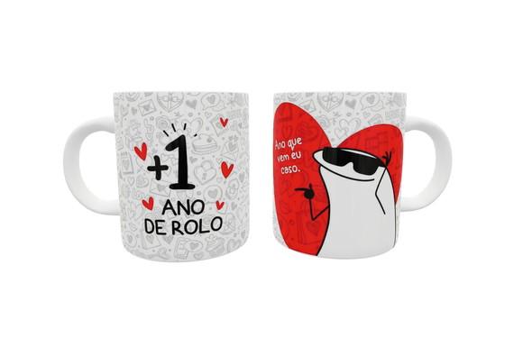 Caneca Flork Bento +1 Ano de Rolo Namorados Noivos