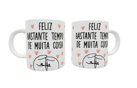 Caneca Feliz Bastante Tempo de Muita Coisa - Flork Sincero