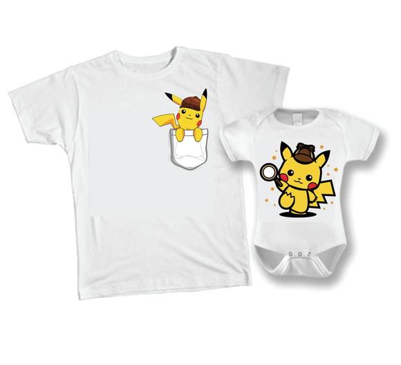 Camiseta Detetive P.i.k.a.c.h.u. kit /02 Body e Camiseta