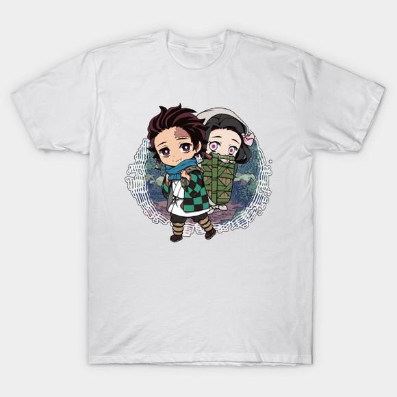 Camiseta Tanjiro e Nezuko Chibi Demon Slayer