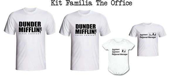 Camiseta The Office Family - Kit com 3 camisetas + Body Bebê