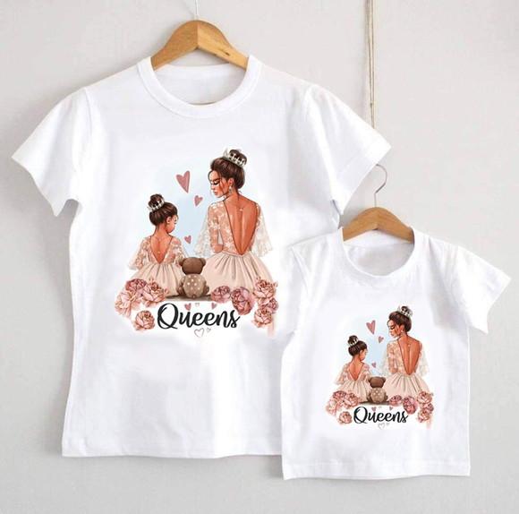 Camiseta Queens Rainhas Kit /02 camisetas Mãe e Filha