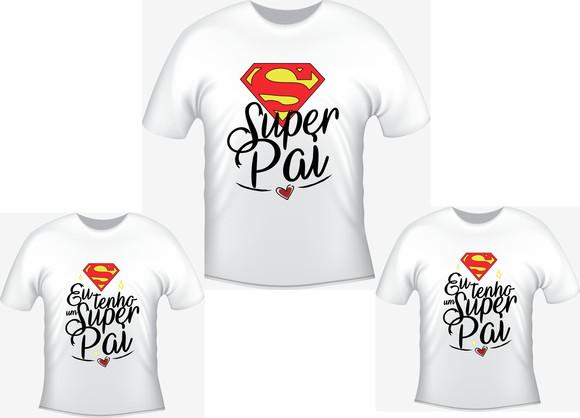 Camiseta Eu Tenho Um Super Pai Kit com 03 camisetas
