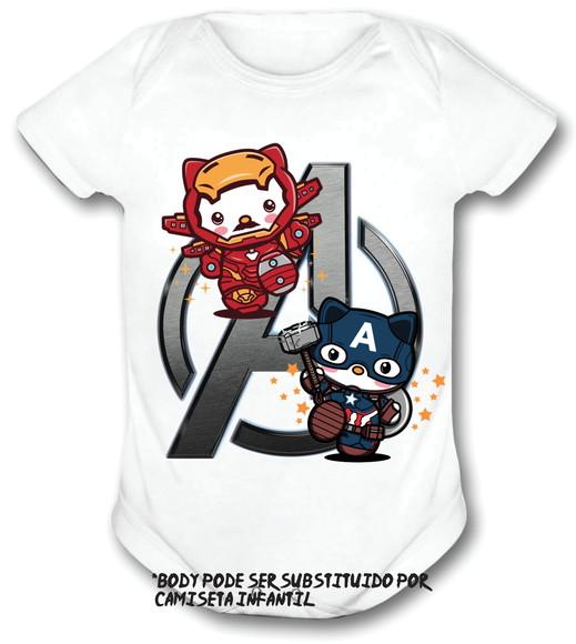 Body para Bebê Avengers Hello Cute Vingadores Baby