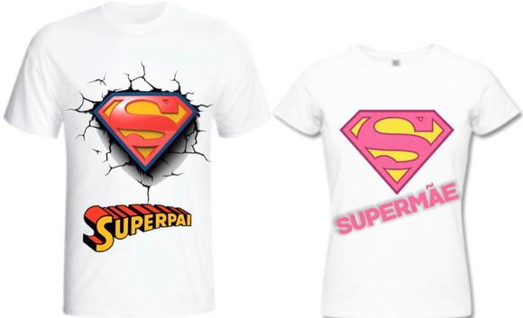 Camiseta Super Pai e Super Mãe Kit C/02