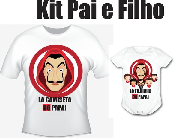 Camiseta La Camiseta Do Papai -la Casa De Papel Kit Com 02