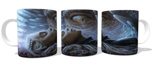 Caneca Daenerys Targaryen and Drogon Game of Thrones Fanart