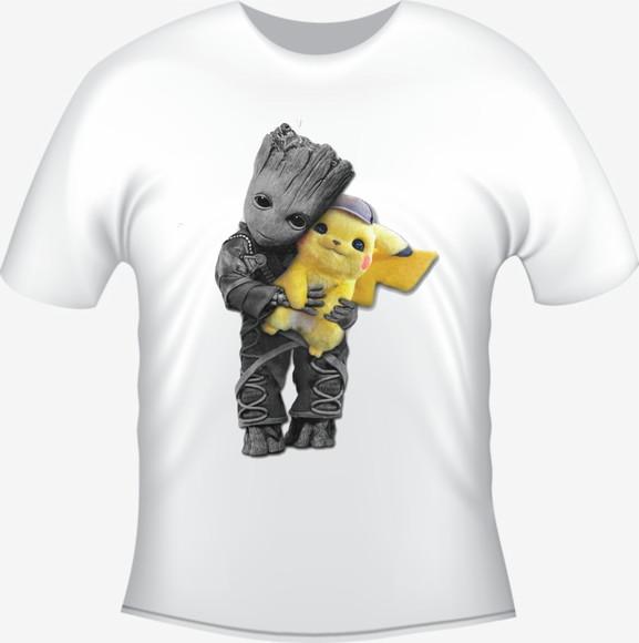 Camiseta Baby Groot E Detetive P.i.k.a.c.h.u