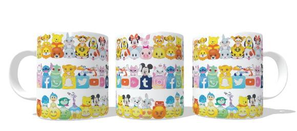Caneca Rede Sociais, Emoticons E Personagens Disney