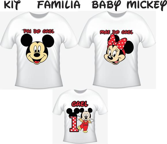 Camiseta Baby Mickey Kit /03 camisetas - Personalizada