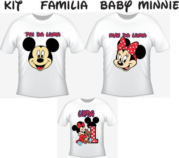 Camiseta Baby Minnie Kit /03 camisetas - Personalizada