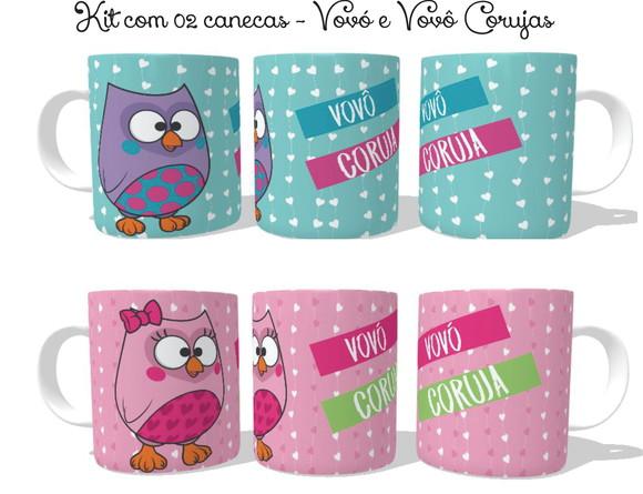 Caneca Kit C/02 - Vovò E Vovô Coruja