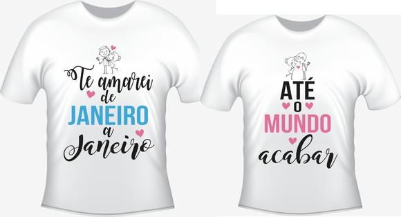 Camiseta Namorados Te amarei de Janeiro a Janeiro kit c/02