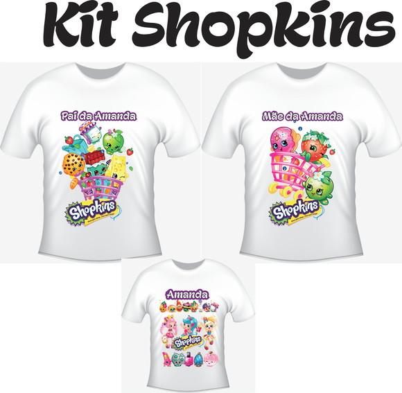 Camiseta Shopkins Kit /03 camisetas - Personalizada