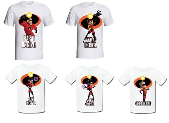 Camiseta Família Incrível Kit /05 camisetas - Personalizada