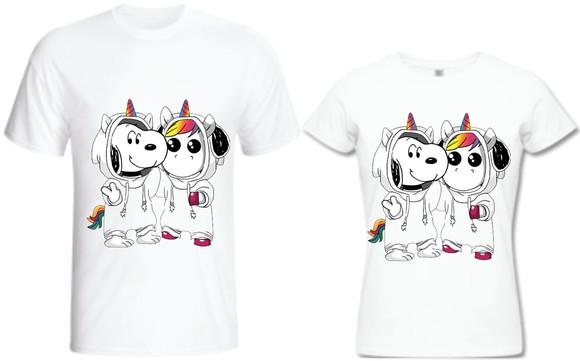 Camiseta Unicórnio e Snoopy