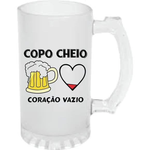 Caneca de Chopp Cerveja Copo Cheio Coração Vazio