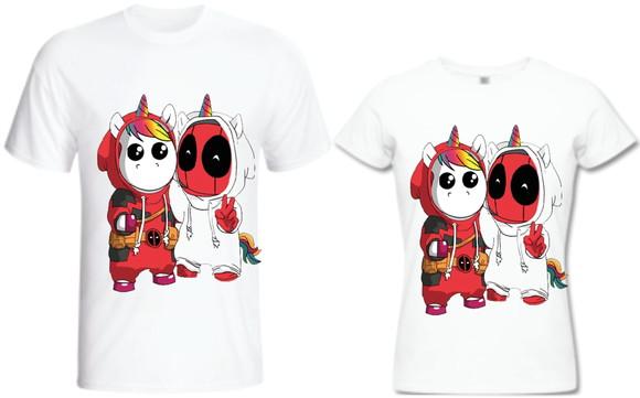 Camiseta Unicórnio e Deadpool