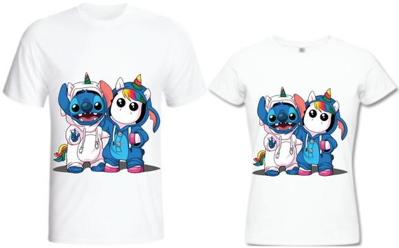 Camiseta Unicórnio e Stitch