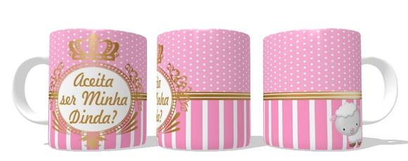 Caneca Convite Dindo ou Dinda - Batizado