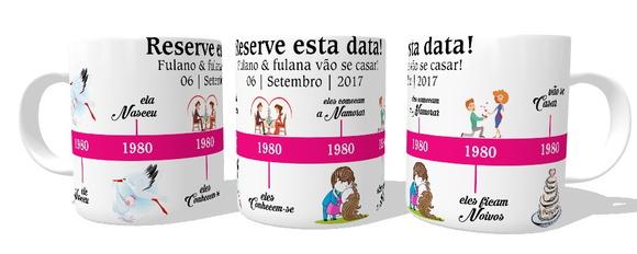 Caneca Noivado - Casamento - Reserve essa Data - Personalize