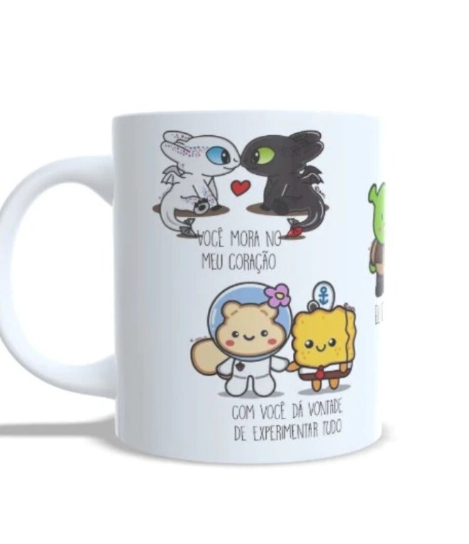 Caneca Caneca Casais da Animação Kawaii Namorados