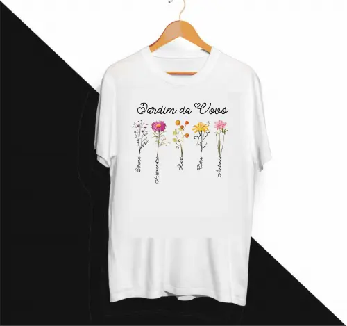Camiseta Jardim Da Vovó - Personalizada Com O Nome Dos Netos