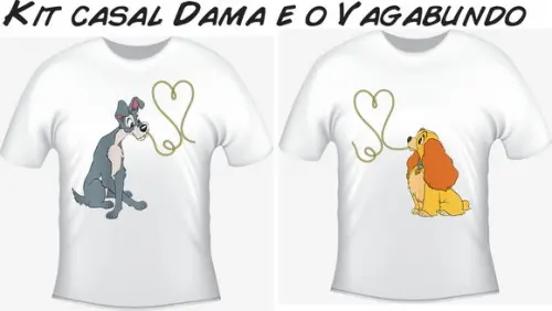 Camiseta a Dama e o Vagabundo com 02 - Casal Noivos Noivado